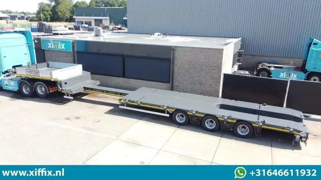 Goldhofer TE Huur 3-ass. Uitschuifbare semi dieplader / Naloop gestuurd - عربة منخفضة مسطحة نصف مقطورة: صورة 1 Goldhofer TE Huur 3-ass. Uitschuifbare semi dieplader / Naloop gestuurd - عربة منخفضة مسطحة نصف مقطورة: صورة 1