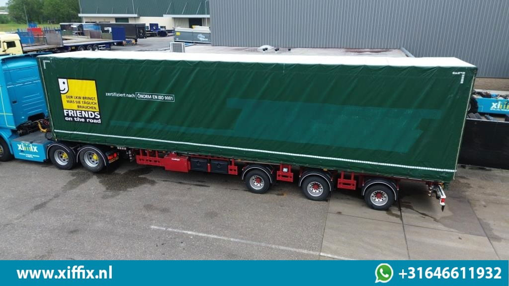 Meusburger 3-ass. Vlakke dubbel 2x uitschuifbare oplegger met huifopbouw / 3x ge - نصف مقطورة مسطحة: صورة 3 Meusburger 3-ass. Vlakke dubbel 2x uitschuifbare oplegger met huifopbouw / 3x ge - نصف مقطورة مسطحة: صورة 3