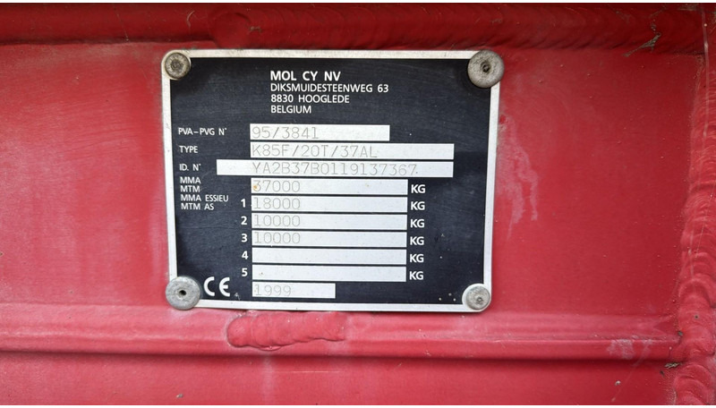 MOL KF85F/20T/37AI (BELGIAN TRAILER / DRUM BRAKES / FREINES TAMBOUR / BPW AXLES) - قلابة نصف مقطورة نصف مقطورة قلابة: صورة 3 MOL KF85F/20T/37AI (BELGIAN TRAILER / DRUM BRAKES / FREINES TAMBOUR / BPW AXLES) - قلابة نصف مقطورة نصف مقطورة قلابة: صورة 3