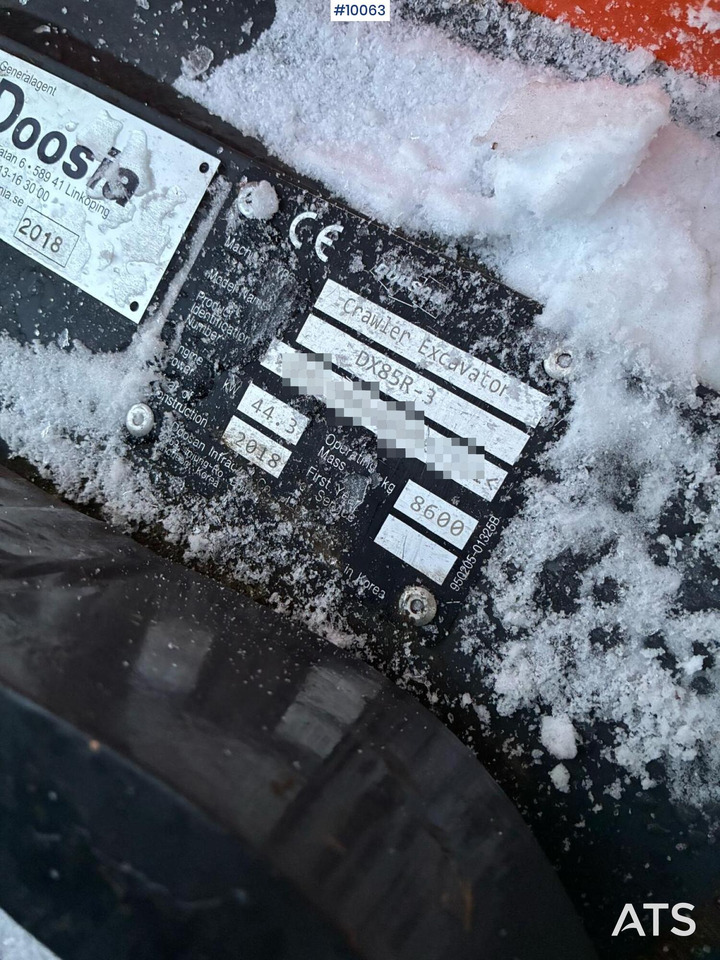 حفار زحاف Doosan DX85R-3 Crawler Excavator with tiltrotator and attachments: صورة 17