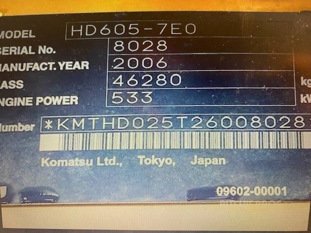 شاحنة قلاب صلبة Komatsu HD 605-7: صورة 6