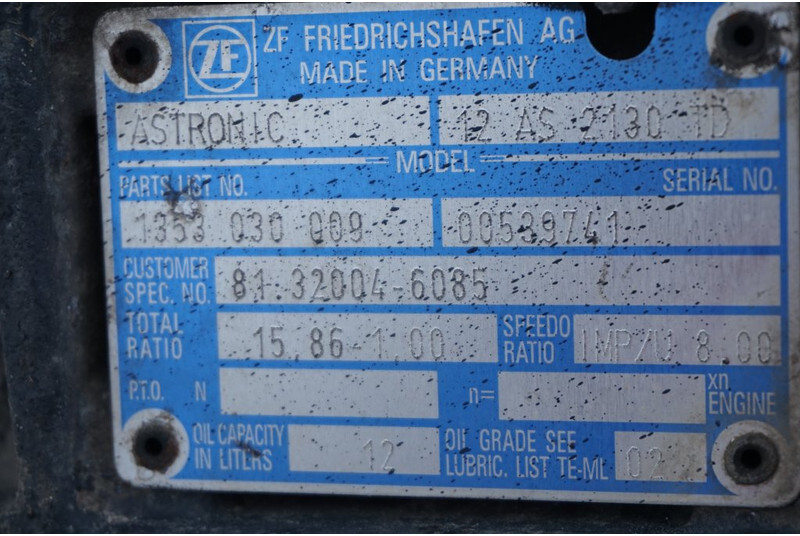 ZF 12AS2130DD TGX 81 32004-6085 - صندوق التروس - شاحنة: صورة 5 ZF 12AS2130DD TGX 81 32004-6085 - صندوق التروس - شاحنة: صورة 5