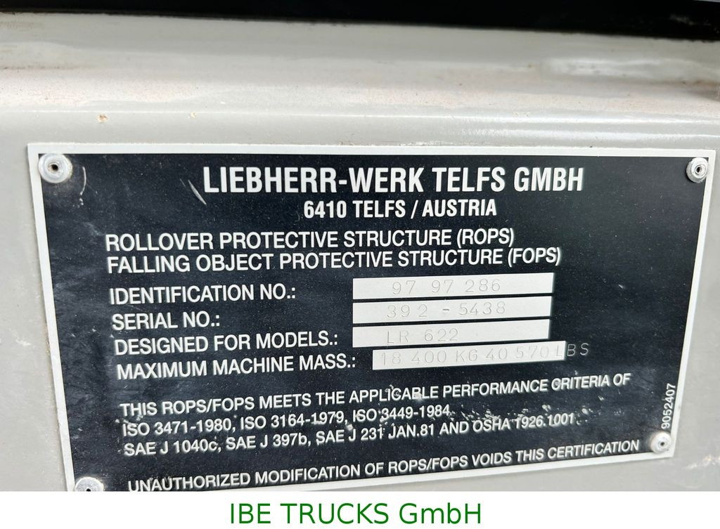 جرافة Liebherr LR 622, 7060hours, swiss machine: صورة 7