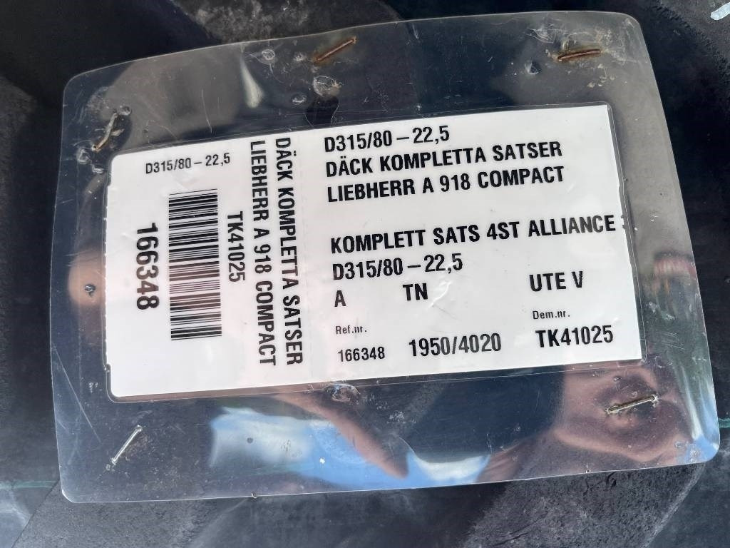 Alliance 315/80-22,5 till Liebherr A 918 - إطارات - آلات البناء: صورة 2 Alliance 315/80-22,5 till Liebherr A 918 - إطارات - آلات البناء: صورة 2