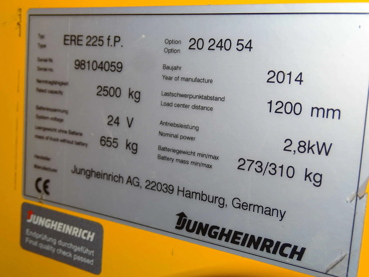 Jungheinrich ERE225/2400 mm - شاحنة باليت: صورة 2 Jungheinrich ERE225/2400 mm - شاحنة باليت: صورة 2