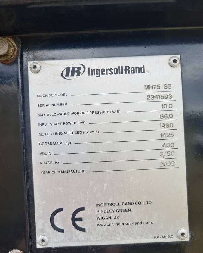 Kompresor śrubowy INGERSOLL RAND MH75 - الضاغط: صورة 5 Kompresor śrubowy INGERSOLL RAND MH75 - الضاغط: صورة 5
