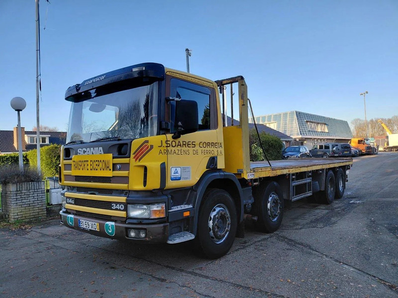 Scania P114-340 114G 340 BIG AXLE FULL STEEL SPRING 3+3 MANUAL GEARBOX - شاحنات مسطحة: صورة 1 Scania P114-340 114G 340 BIG AXLE FULL STEEL SPRING 3+3 MANUAL GEARBOX - شاحنات مسطحة: صورة 1