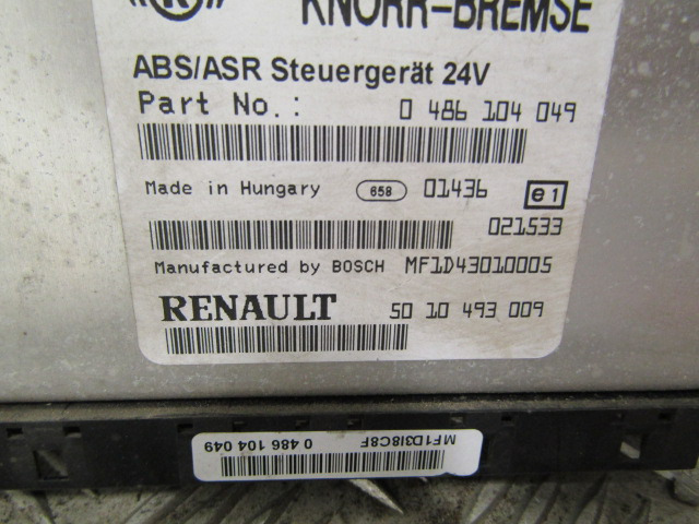 RENAULT MIDLUM DXI ABS / ASR ECU P/NO 50-10 493009 & 486104049 - وحدة تحكم الكتروني - شاحنة: صورة 1 RENAULT MIDLUM DXI ABS / ASR ECU P/NO 50-10 493009 & 486104049 - وحدة تحكم الكتروني - شاحنة: صورة 1