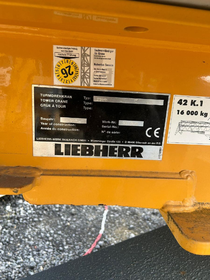 رافعة برجية Liebherr Baukran Turmdrehkran 42K.1 | Baujahr 2018 | Gebraucht: صورة 6