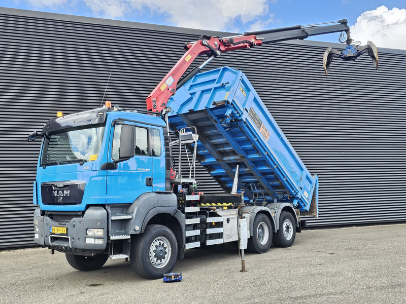MAN TGS 28.400 6X4-4 BL / CRANE + 2 SIDE TIPPER - شاحنة قلاب, شاحنة كرين: صورة 1 MAN TGS 28.400 6X4-4 BL / CRANE + 2 SIDE TIPPER - شاحنة قلاب, شاحنة كرين: صورة 1
