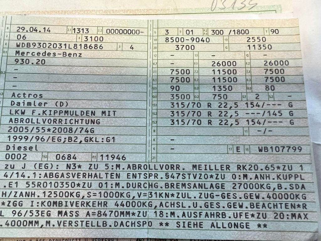 Mercedes-Benz 2541 6X2 Meiller Funk Zustand wie 200 tkm Mercedes-Benz 2541 6X2 Meiller RK 20.65 Funk | Top Zustand! - شاحنة ذات خطاف: صورة 2 Mercedes-Benz 2541 6X2 Meiller Funk Zustand wie 200 tkm Mercedes-Benz 2541 6X2 Meiller RK 20.65 Funk | Top Zustand! - شاحنة ذات خطاف: صورة 2