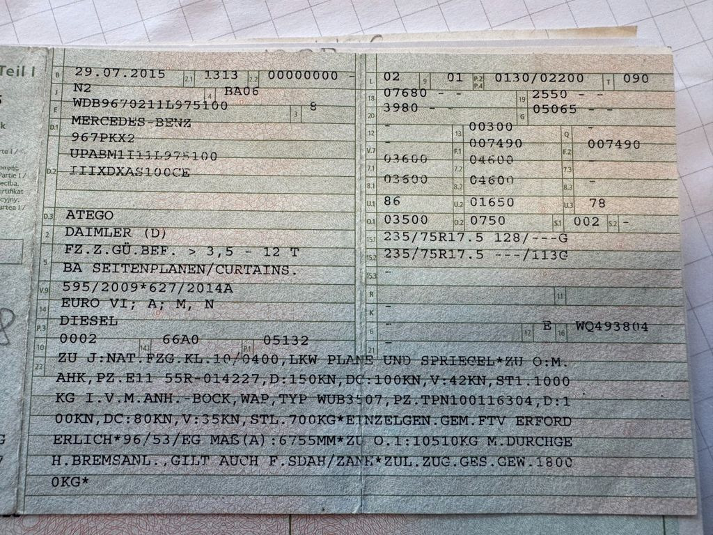 Mercedes-Benz 818 4X2 Pritsche & Plane & Tang Pritsche & Plane - شاحنة ستارة جانبية: صورة 3 Mercedes-Benz 818 4X2 Pritsche & Plane & Tang Pritsche & Plane - شاحنة ستارة جانبية: صورة 3