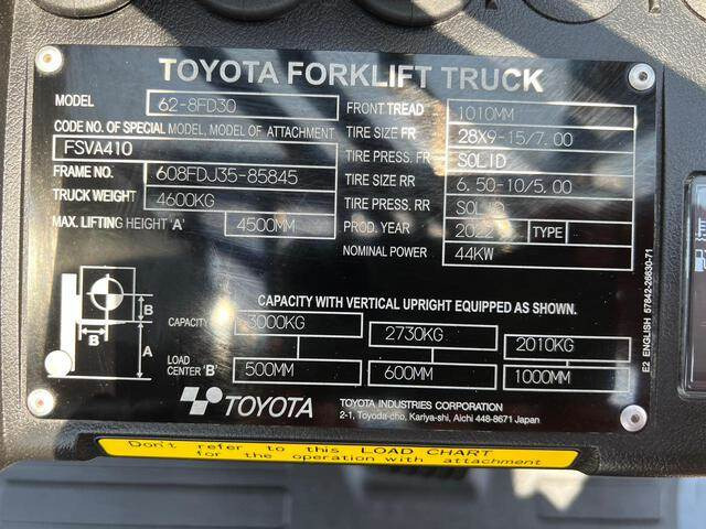 Toyota 62-8FD30 - رافعة شوكية ديزل: صورة 5 Toyota 62-8FD30 - رافعة شوكية ديزل: صورة 5