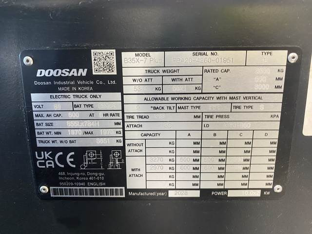 Doosan B35X-7 PLUS - رافعة شوكية كهربائية: صورة 5 Doosan B35X-7 PLUS - رافعة شوكية كهربائية: صورة 5