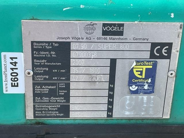 Vögele Super 800 - مدادة الأسفلت: صورة 5 Vögele Super 800 - مدادة الأسفلت: صورة 5