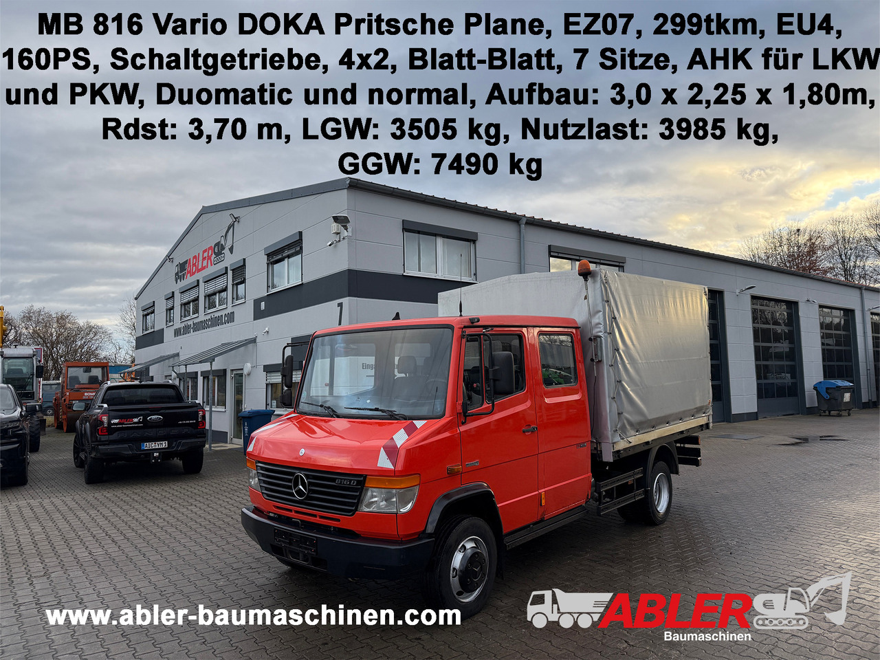 Mercedes-Benz 816 Vario Doka Pritsche Plane 2x AHK - شاحنة ستارة: صورة 1 Mercedes-Benz 816 Vario Doka Pritsche Plane 2x AHK - شاحنة ستارة: صورة 1