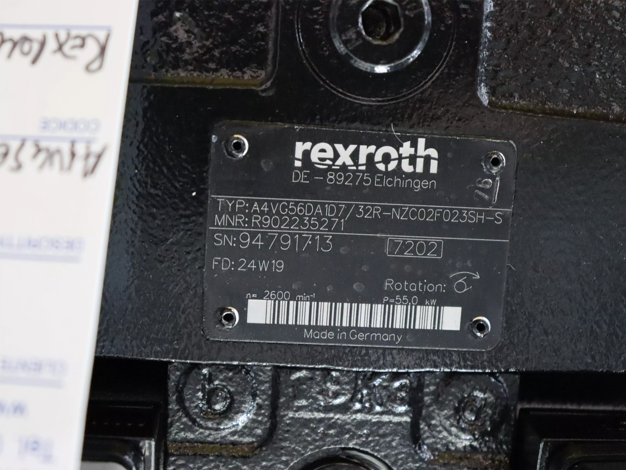 REXROTH A4VG56DA1D7/32R-NZC02F023SH-S - مضخة هيدروليكية - معدات المناولة: صورة 3 REXROTH A4VG56DA1D7/32R-NZC02F023SH-S - مضخة هيدروليكية - معدات المناولة: صورة 3
