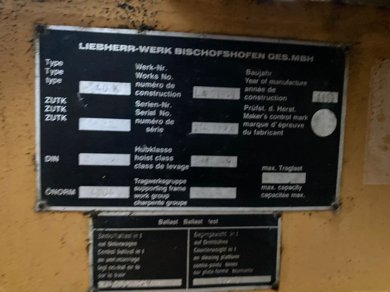 LIEBHERR 40 K - رافعة برجية: صورة 4 LIEBHERR 40 K - رافعة برجية: صورة 4