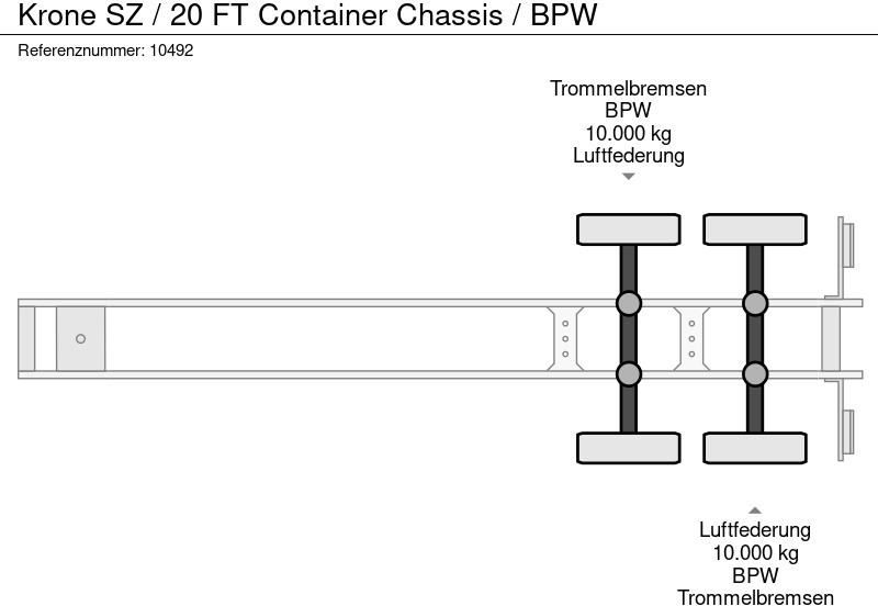 نصف مقطورة لنقل الحاويات Krone SZ / 20 FT Container Chassis / BPW: صورة 10 نصف مقطورة لنقل الحاويات Krone SZ / 20 FT Container Chassis / BPW: صورة 10