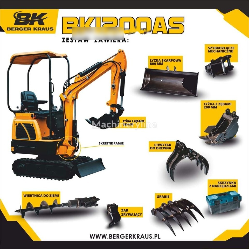 Berger Kraus Nowy BERGER KRAUS BK1200AS KUBOTA skrętne ramie Minikoparka + ze - حفارة مُصَّغرة: صورة 1 Berger Kraus Nowy BERGER KRAUS BK1200AS KUBOTA skrętne ramie Minikoparka + ze - حفارة مُصَّغرة: صورة 1