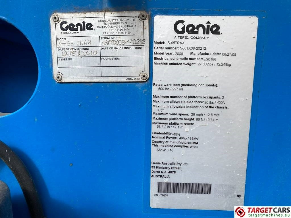 رافعة سلة تلسكوبية Genie S-65 TRAX Telescopic Boom Work Lift 2180cm: صورة 10 رافعة سلة تلسكوبية Genie S-65 TRAX Telescopic Boom Work Lift 2180cm: صورة 10