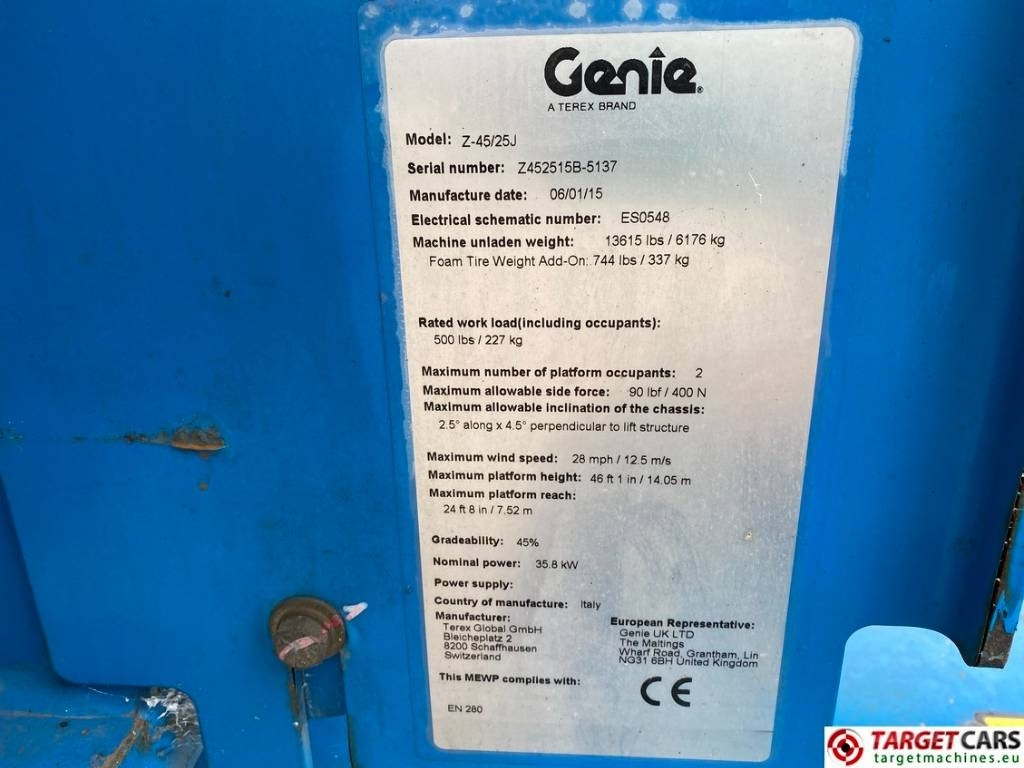 شاحنة ذراع مفصلي Genie Z-45/25J Articulated 4x4 Diesel Boom Work Lift 16M: صورة 10