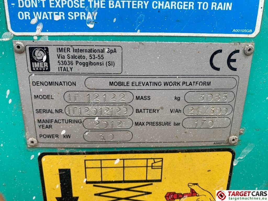 رافعة هيدروليكية مقصية Iteco Imer IT12122 Electric Scissor Work Lift 1390cm: صورة 10