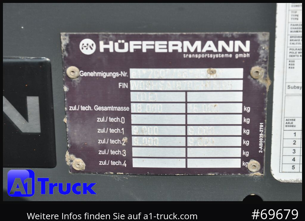 HUEFFERMANN HSA 1870 Luft, SAF, Scheibenbremse - مقطورة هوك ليفت/ لود لوجر: صورة 5 HUEFFERMANN HSA 1870 Luft, SAF, Scheibenbremse - مقطورة هوك ليفت/ لود لوجر: صورة 5