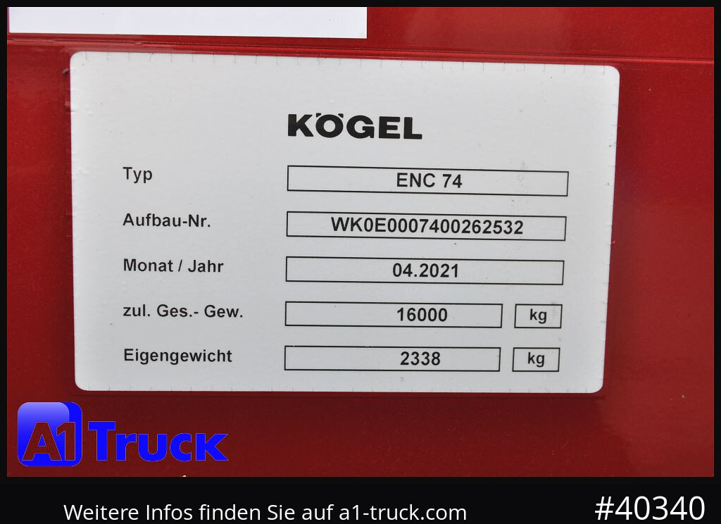 KOEGEL ENC 74, 7.45  BDF Wechselbrücke, Top Zustand KOEGEL ENC 74, 7.45  BDF Wechselbrücke, Top Zustand: صورة 8