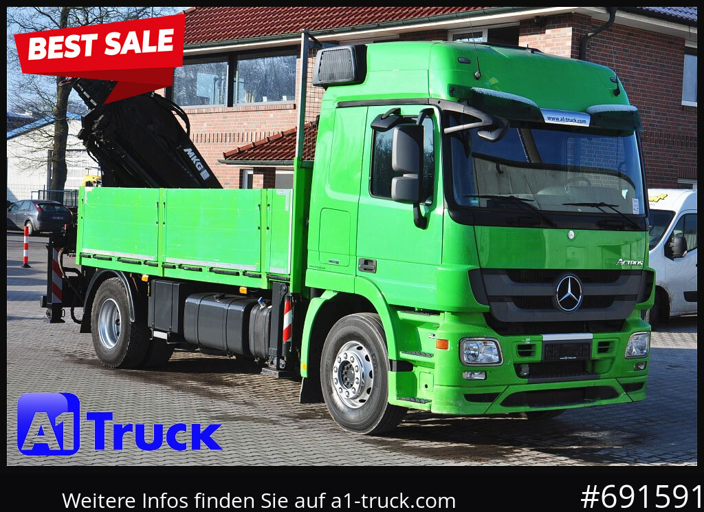 MERCEDES-BENZ Actros 1844 MP3, Kran MKG 291 HP 5+3 Funk, TÜV 06/2026 - شاحنات مسطحة, شاحنة كرين: صورة 1 MERCEDES-BENZ Actros 1844 MP3, Kran MKG 291 HP 5+3 Funk, TÜV 06/2026 - شاحنات مسطحة, شاحنة كرين: صورة 1