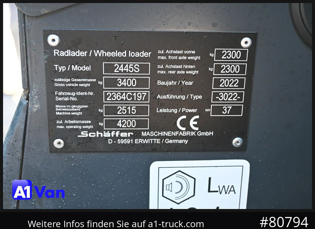 SCHAEFFER Schäffer 2445S Hoflader, Gabel, 127 Bstd. - اللودر بعجل: صورة 4 SCHAEFFER Schäffer 2445S Hoflader, Gabel, 127 Bstd. - اللودر بعجل: صورة 4