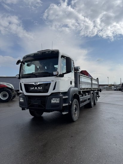 MAN TGS 26.430 6x4 3-Seitenkipper, HMF 2020K-RC Heckkran abnehmbar, - شاحنة قلاب, شاحنة كرين: صورة 1 MAN TGS 26.430 6x4 3-Seitenkipper, HMF 2020K-RC Heckkran abnehmbar, - شاحنة قلاب, شاحنة كرين: صورة 1