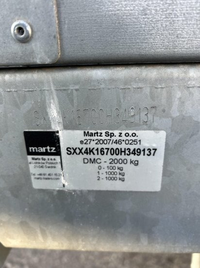 جديدة عربة مقطورة Martz KIPPER 250/2 C S 2T Rückwärtskipper Verzinkt, Knott-Achsen, 2 Stk. vorhanden: صورة 15