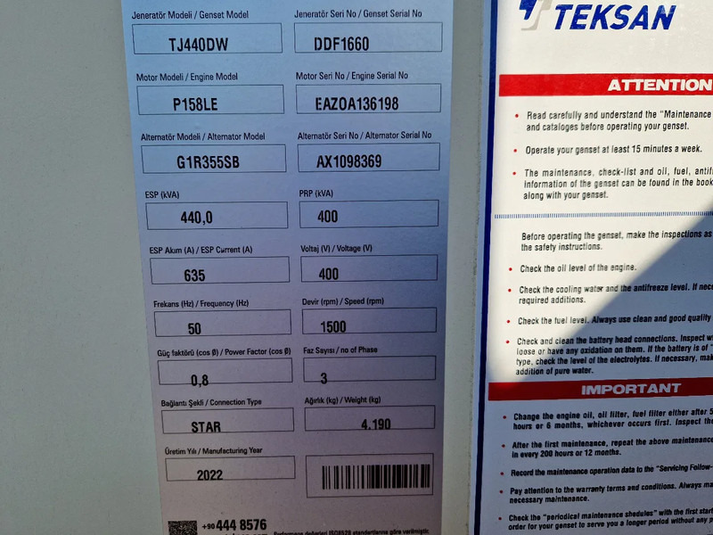 Doosan Teksan TJ440DW generator 440kVA Doosan 8-cilinder UNUSED - مجموعة المولدات: صورة 5 Doosan Teksan TJ440DW generator 440kVA Doosan 8-cilinder UNUSED - مجموعة المولدات: صورة 5