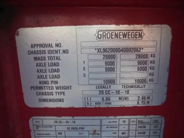 نصف مقطورة لنقل الحاويات Groenewegen 20 CC-10-18: صورة 8
