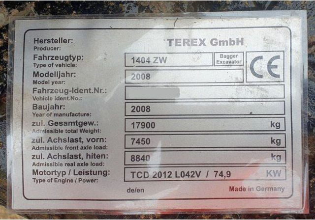 Atlas Terex 1404 ZW - حفارة: صورة 5 Atlas Terex 1404 ZW - حفارة: صورة 5