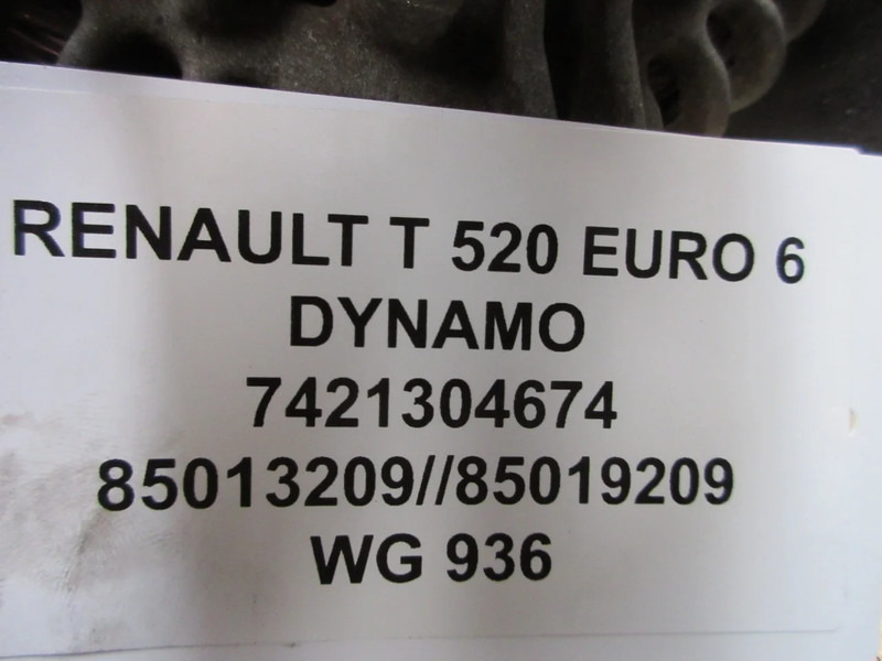 Renault 7421304674 // 7485013209 // 7485019209 DYNAMO RENAULT T 520 EURO 6 - مولد كهرباء - شاحنة: صورة 5 Renault 7421304674 // 7485013209 // 7485019209 DYNAMO RENAULT T 520 EURO 6 - مولد كهرباء - شاحنة: صورة 5
