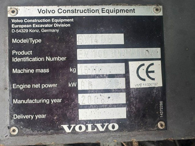 حفارة دولاب Volvo EW140B: صورة 18