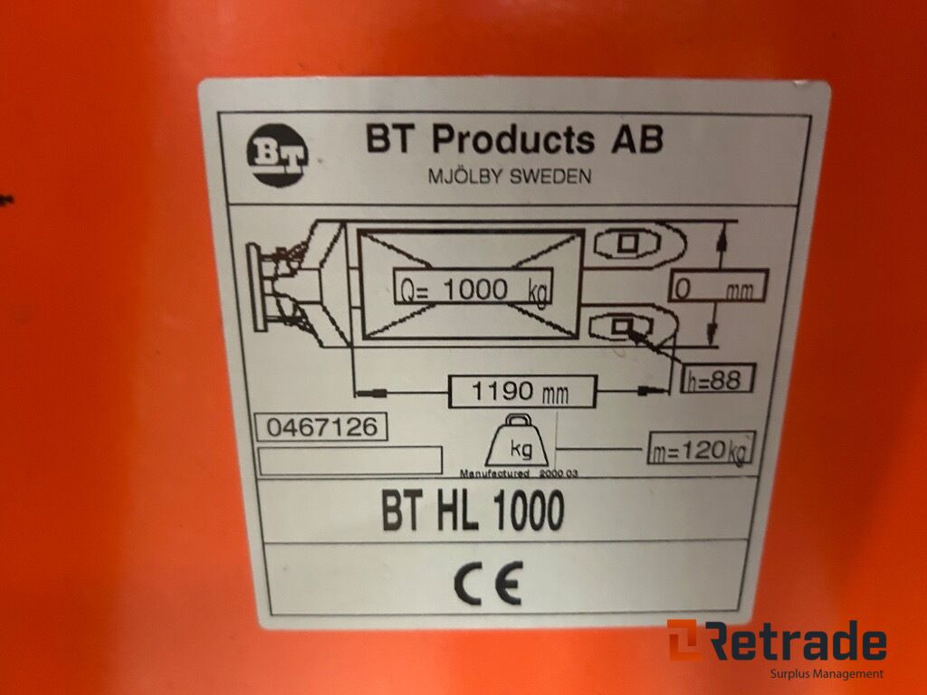 Jekke tralle fra BT HL 1000 - شاحنة باليت: صورة 4 Jekke tralle fra BT HL 1000 - شاحنة باليت: صورة 4