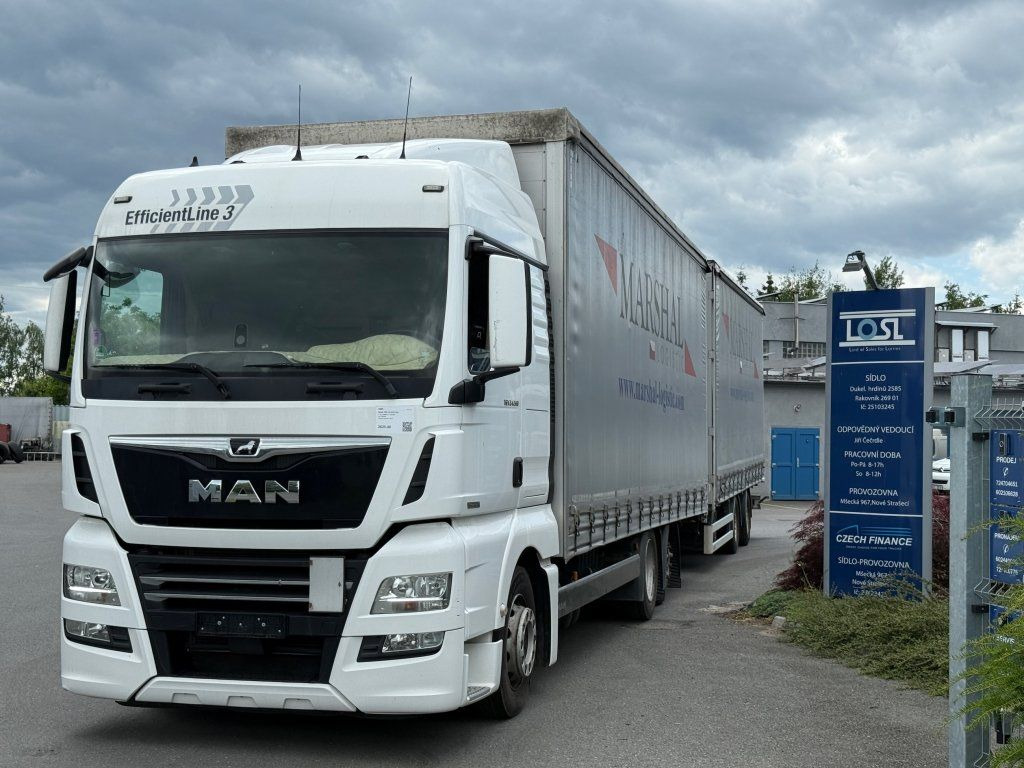 MAN TGX24.510 EURO 6 6x2 + Wecon - شاحنة ستارة, مقطورة ستارة جانبية: صورة 1 MAN TGX24.510 EURO 6 6x2 + Wecon - شاحنة ستارة, مقطورة ستارة جانبية: صورة 1