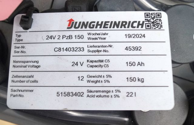 Jungheinrich unknown | Battery 24 2PZB150 year 2024 weight 150 kg sn. C81403233 - بطارية - معدات المناولة: صورة 4 Jungheinrich unknown | Battery 24 2PZB150 year 2024 weight 150 kg sn. C81403233 - بطارية - معدات المناولة: صورة 4