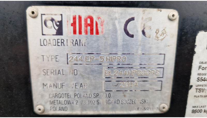 Hiab 244 EP-5 Hipro - ونش كرين - شاحنة: صورة 5 Hiab 244 EP-5 Hipro - ونش كرين - شاحنة: صورة 5