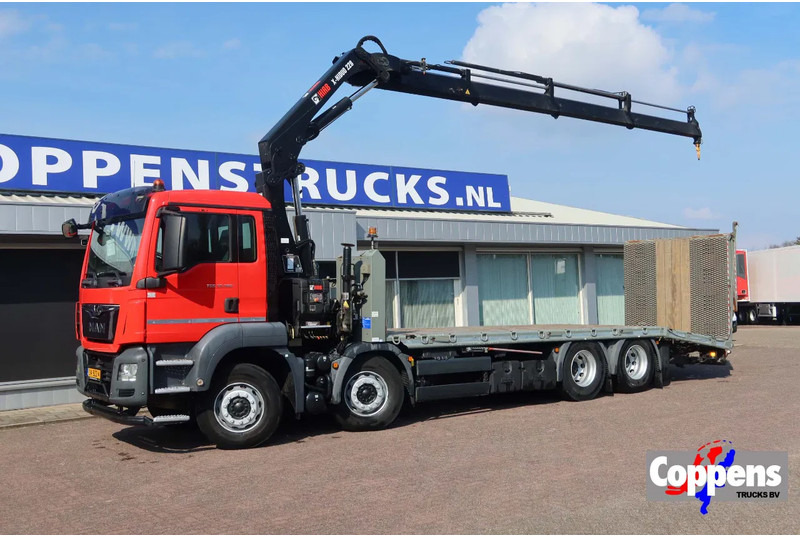 MAN TGS 35.360 8x2 Euro 6 Oprijwagen + Hiab 228 E 3 kraan. - شاحنات مسطحة, شاحنة كرين: صورة 1 MAN TGS 35.360 8x2 Euro 6 Oprijwagen + Hiab 228 E 3 kraan. - شاحنات مسطحة, شاحنة كرين: صورة 1