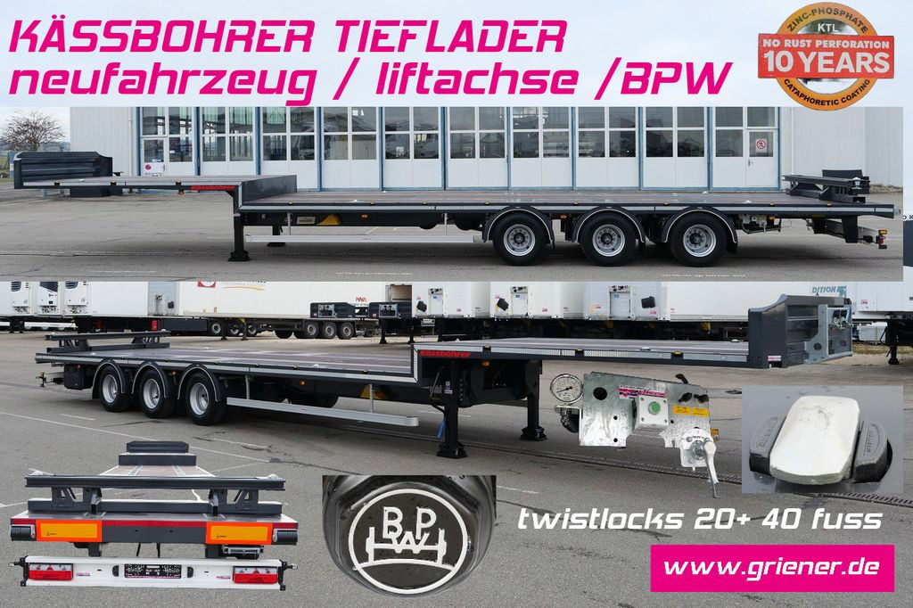 Kässbohrer K.SPJ3 / JUMBO PLATTFORM / BPW /LIFT/ CONTAINER - عربة منخفضة مسطحة نصف مقطورة: صورة 1 Kässbohrer K.SPJ3 / JUMBO PLATTFORM / BPW /LIFT/ CONTAINER - عربة منخفضة مسطحة نصف مقطورة: صورة 1