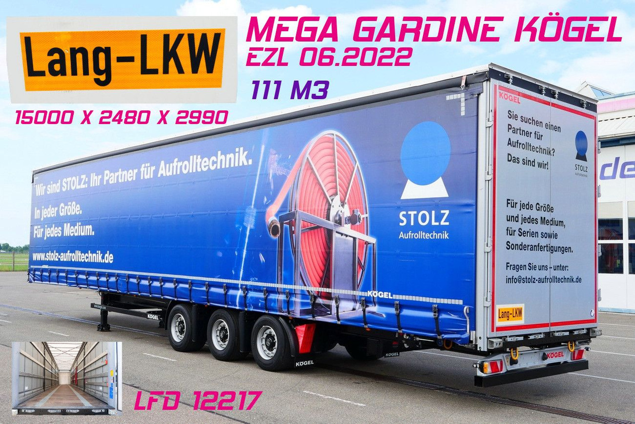 Kögel S24/1/ LANG LKW MEGA / HUBDACH / 2 x liftachse - نصف مقطورة ستارة: صورة 1 Kögel S24/1/ LANG LKW MEGA / HUBDACH / 2 x liftachse - نصف مقطورة ستارة: صورة 1