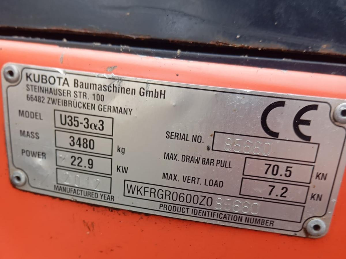 حفارة مُصَّغرة Kubota Series U U35-3 Alpha 3 Minipelle 3,5t: صورة 10