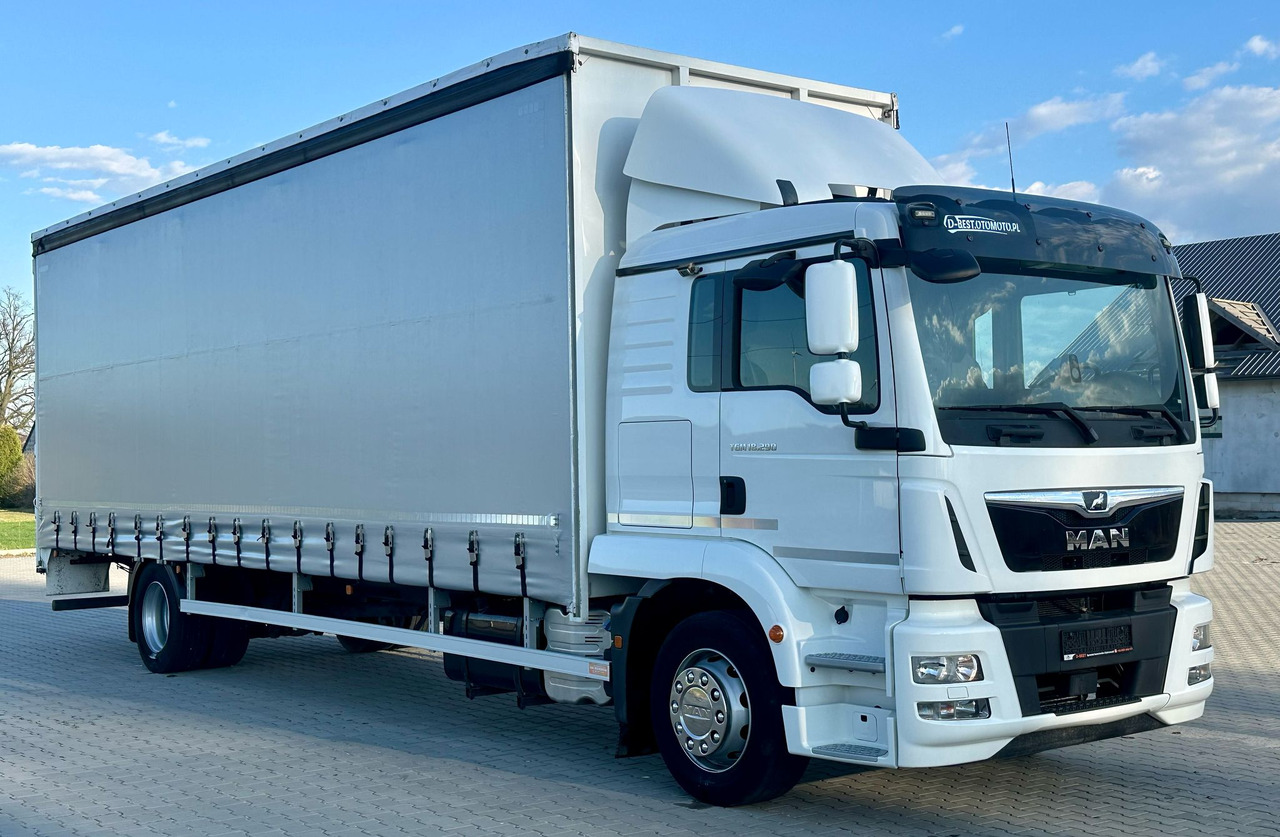 MAN TGM 18.290 / FIRANKA / WINDA / 22 EUROPALETY / AUTOMAT / SYPIALKA / 9 059 KG ŁADOWNOŚCI / NISKI PRZEBIEG / ZSUWANY DACH / EURO 6 - شاحنة ستارة: صورة 1 MAN TGM 18.290 / FIRANKA / WINDA / 22 EUROPALETY / AUTOMAT / SYPIALKA / 9 059 KG ŁADOWNOŚCI / NISKI PRZEBIEG / ZSUWANY DACH / EURO 6 - شاحنة ستارة: صورة 1