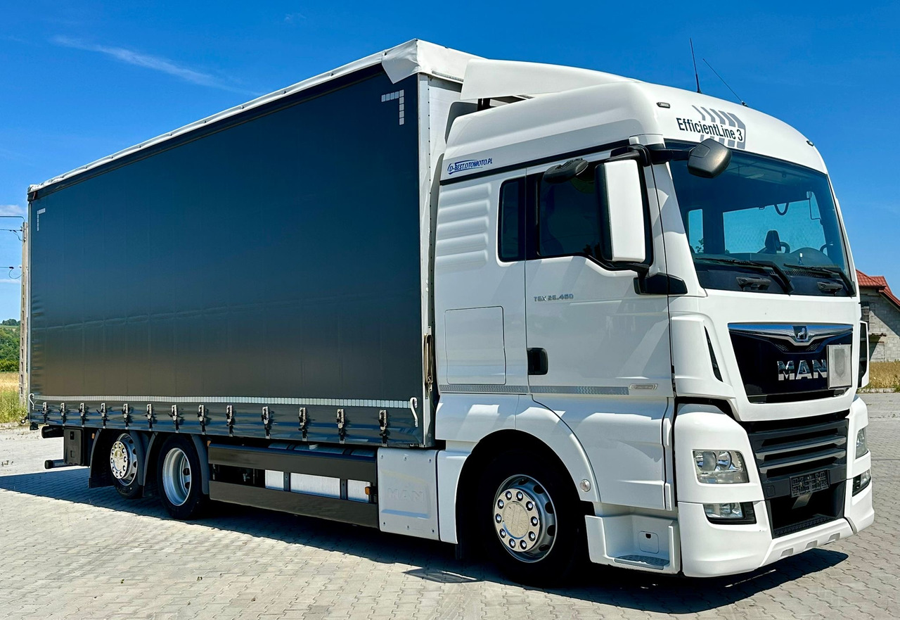 MAN TGX 26.460 / FIRANKA / 19 EUROPALET / 7.75 M / 6X2 / OŚ PODNOSZONA / AU - شاحنة ستارة: صورة 1 MAN TGX 26.460 / FIRANKA / 19 EUROPALET / 7.75 M / 6X2 / OŚ PODNOSZONA / AU - شاحنة ستارة: صورة 1