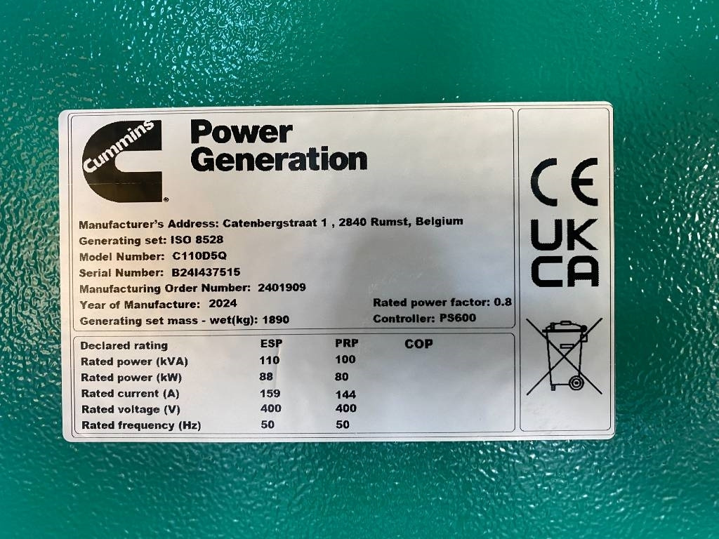 Cummins C110D5Q - Open Genset - DPX-18509-Q-O - مجموعة المولدات: صورة 5 Cummins C110D5Q - Open Genset - DPX-18509-Q-O - مجموعة المولدات: صورة 5