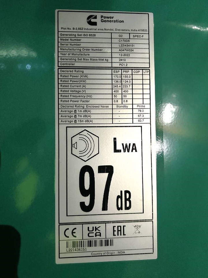 Cummins C170D5 - 170 kVA Generator - DPX-18511 - مجموعة المولدات: صورة 4 Cummins C170D5 - 170 kVA Generator - DPX-18511 - مجموعة المولدات: صورة 4